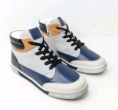 Steve Madden Rowe Hi Top Sneakers, Navy Multi, Little Kids 3