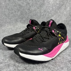 Puma Pacer Future Sneakers 2.5C Black Pink Splatter Mesh Athletic Shoes
