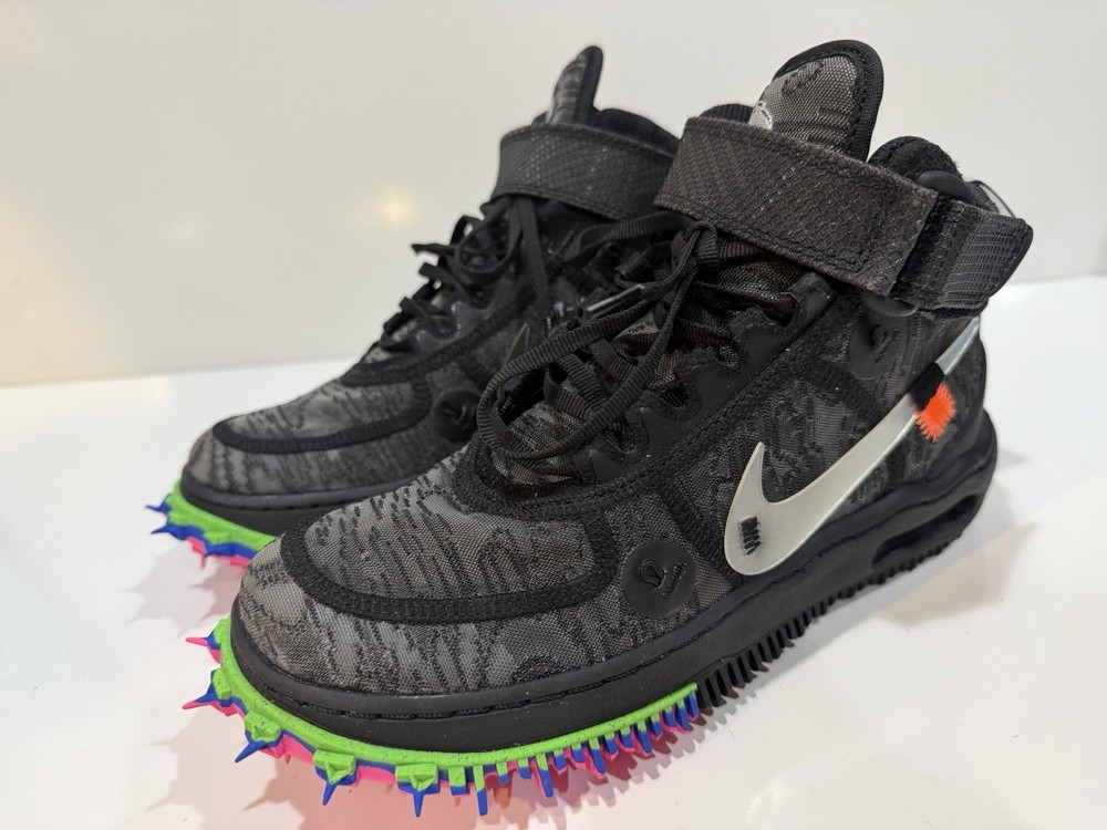 Nike Air Force 1 Mid Off-White Black Pink Green Spikes Youth Size 4.5