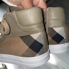 Burberry Kids Unisex Check Leather Canvas High Top Shoes Sz EU 25 FENDI Kids Box