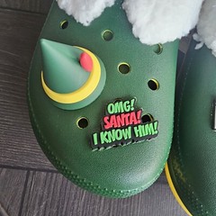 NEW Buddy The Elf Lined Christmas Holiday Crocs Junior Kids 6/women’s 8