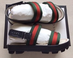 Authentic Gucci Kids Sandals Made in Italy Classic Red & Green Size 30 And 31