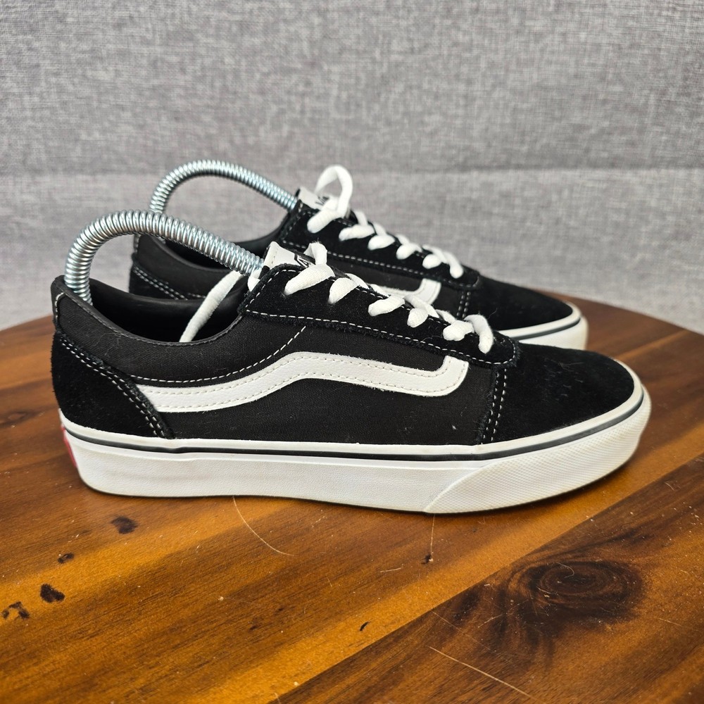 Vans Ward Low Top Black White Suede Canvas Kids Youth Size 5.0 Sneakers