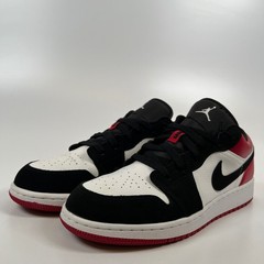 Jordan 1 Low Black Toe 2019 GS White Black Gym Red 553560-116 Kids Size 6Y