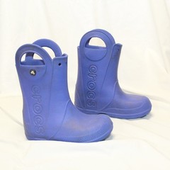 Crocs Size J 1 Blue HANDLE IT Pull On Waterproof Comfort Rain Boots 12803