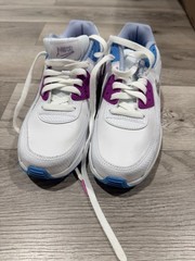 Nike Air Max 90 – White / Pastel Purple‑Pink / Pastel Blue / Size 6y