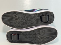 Heelys Pro 20 Prints Black Galaxy Youth Size 6 Women Size 7 EUC With Attachments