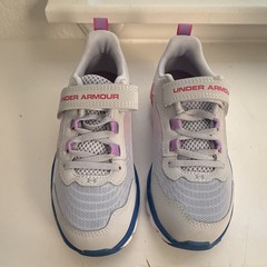 Under Armour Assert 8 Kids Athletic Sneakers Hook & Loop Mesh Gray/Pink 2.5Y