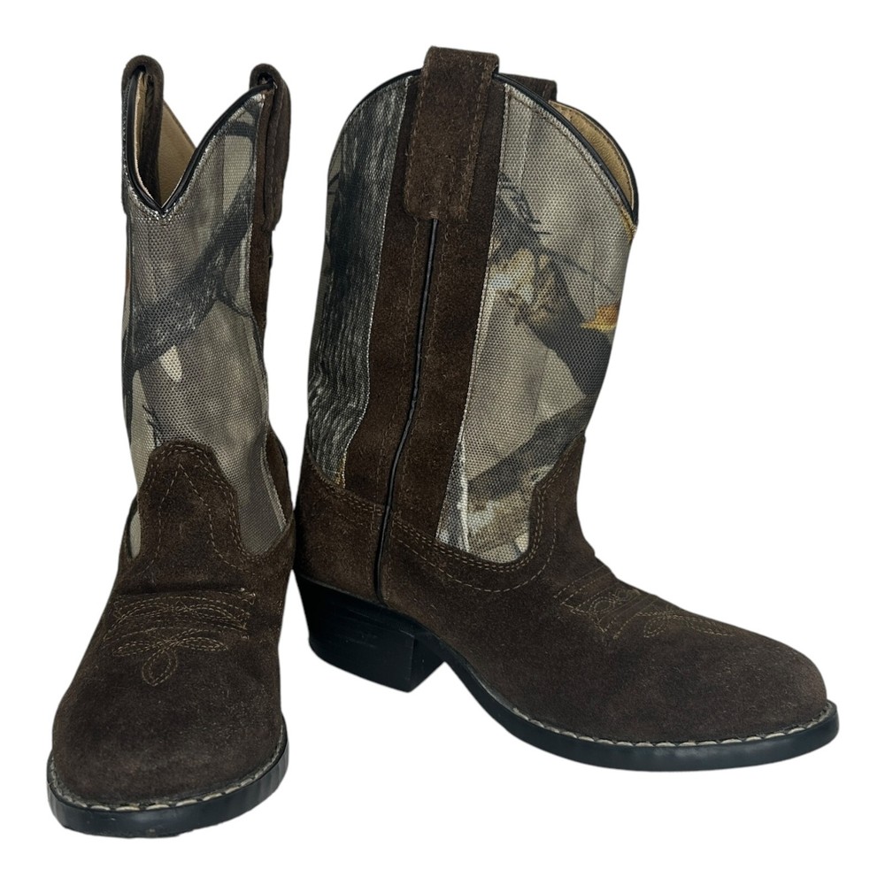 Masterson Boot Co Youth Boots Size 12.5M Cowboy Leather Camo RB2008C Kids