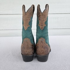 Ariat Zealous Western Pointed Toe Brown Green Leather Boot Toddler SZ 8
