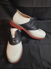 School Issue Youth Upper Class Saddle Oxfords Blk/WHT Leather US 9.5
