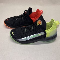 Nike LeBron XVIII 18 Black Crimson Volt Shoes Green Orange CW2760-009 Size 7Y