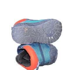 Gymboree infant boots in blue and orange size 5 with hook and loop closure