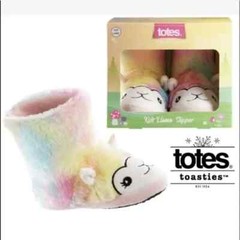 TOTES Plush Girls Slippers Size 13-1 Llama Soft Fuzzy Booties NEW