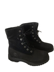 New Timberland Premium Roll Top Boot Black Nubuck Youth Girl/ Boy 3 M