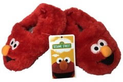 Child’s Sz 4 Red Slippers Elmo Sesame Street Boys Girls Kids Slip-On Shoes