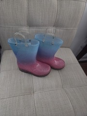 Member’s Mark Glitter Light Up Rain Boots Blue Pink US 7/8 EU 23.5/25