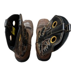 Dan Post Cowboy Buckaroo Square Toe Boots Size Youth 5.5 D Brown Leather Western