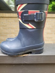 JOULES Navy Blue Union Jack British Rubber Wellies Rainboots. Youth 10
