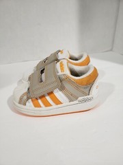 Adidas sneaker Toddler 5c Laceless. Grey Orange White Shell Toe Adi Fit size 5c