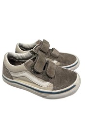 Toddler Vans Old Skool Grey & White Suede Canvas Shoes Size 11.5 With Hook & Loo