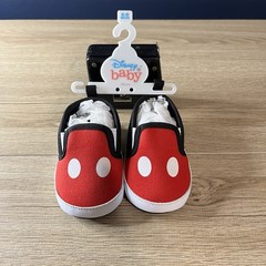 Disney Baby Mickey Mouse Infant Slip-on shoes Red Black 6-9 Months