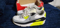 Nike Air Max 90 OG Volt Gray Neon Green Yellow CD6864-101 GS Sz 6.5Y Or Women 8