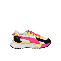 PUMA Wild Rider Rollin‘ Lace Up Toddler Girls Pink, White Sneakers Casual Shoes