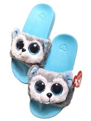 Ty SLUSH Grey Wolf Husky Slides Slip-On Turquoise Shoes Size 1-3