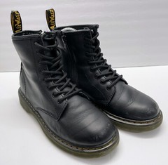 Doc Martens Air Wave Combat Boots Youth Sz 3 Black 1460J Leather Lace Up Zipper