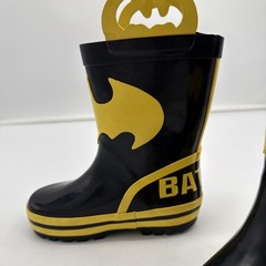Batman Yellow & Black Rubber Pull On Rain Boots Toddler Size 7-8