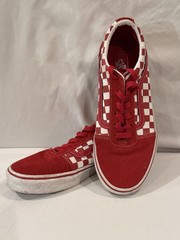 Vans Ward Old Skool Checkerboard Suede Sneakers Youth 5.5 Red Low Top Lace Up