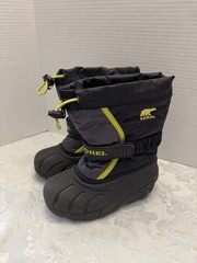 Sorel Children’s Flurry Snow Boot Black Yellow Kids 11 Waterproof Warm
