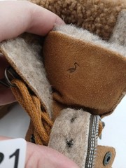 Combat Boots Kids Size 8.5 Brown Faux Suede Fur Lined Ankle Zip Winter Cozy