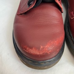 Dr Martens boots 1460 J cherry red leather lace up side zipper youth 3 kids docs