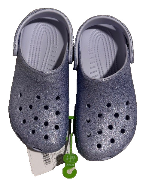 Crocs Unisex Kid Classic Glitter Clogs (Little/Big Kid-6) Blue Frost Glitter