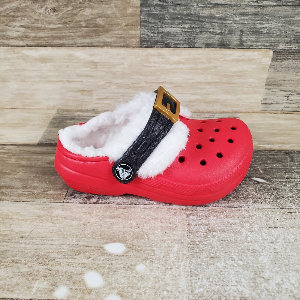 Crocs Classic Lined Santa Kids Clog 8 C8 Slip-On Slingback Shoes NWOB