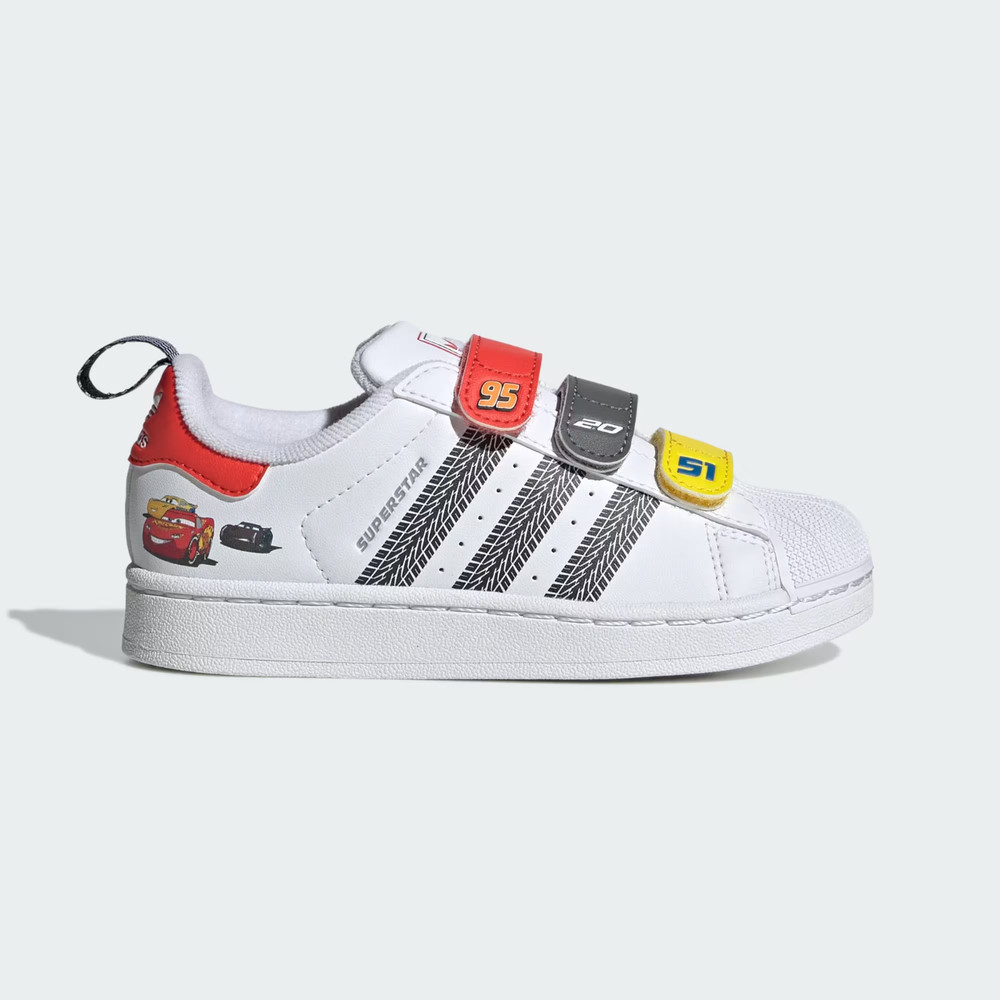 Adidas Superstar II Confort Closure Disnet Pixar Cars (PS) White Sneakers 12K-3Y