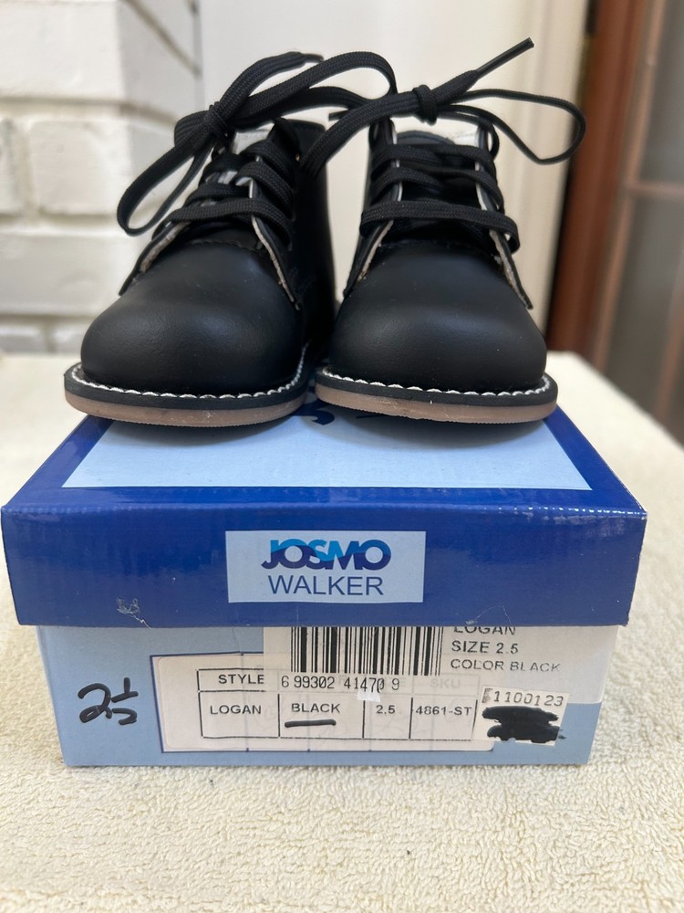 Josmo Baby Hi top size 2.5 Logan classic Black Rubber bottom Non slip New