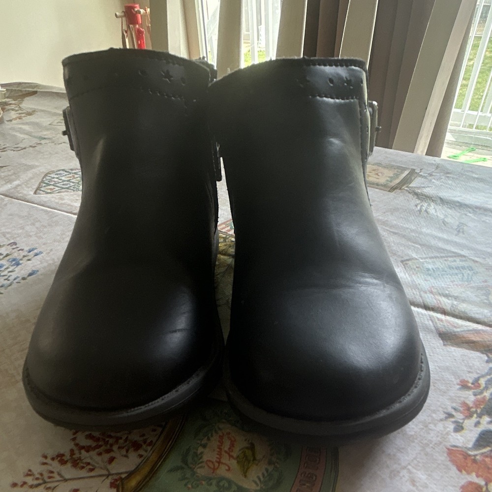 Stride Rite Soft Motion Kids Black Ankle Boots Side Zip Buckle US 7 M
