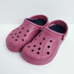 Crocs Classic Ralen Lined Maroon Toddler Kids Size J2/4 Clog Sandals Shoes 16245