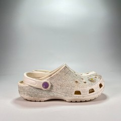 Crocs Classic Glitter Clog White Lightweight Slip On Comfort Shoes Youth Size 5