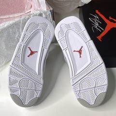 Jordan Air Jordan 4 Retro GS White Tech Grey Red Black Leather 4.5Y DJ4699-100