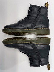 Doc Martens Air Wave Combat Boots Youth Sz 3 Black 1460J Leather Lace Up Zipper