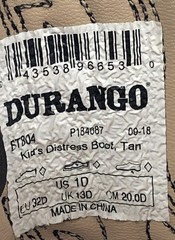 Durango Kids Brown Cowboy Western Boots Synthetic Leather Boys Girl Cowboy 10
