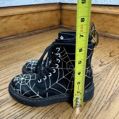 Dr. Martens 1460 Skull Web Leather Lace Up Zipper Side Boots Youth Size US 13