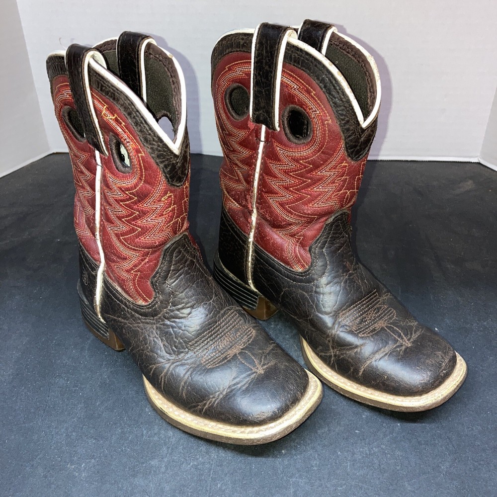 Durango Boots Youth Sz 11 M Brown Leather Buckaroo Cowboy Western