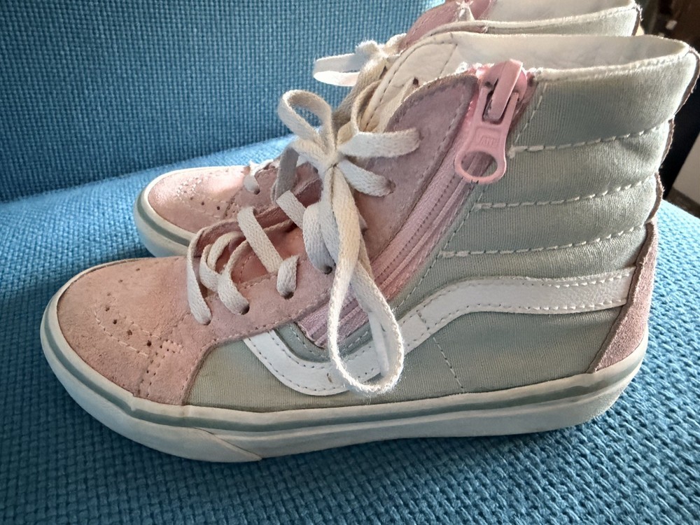 VANS Sk8-Hi Side Zip Two Tone Gray/Pink Little Kids Unisex Sneakers Size 1