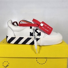 Size 12 Little Kids (EU 29) – Off-White Vulcanized Lace Up Leather – White Black