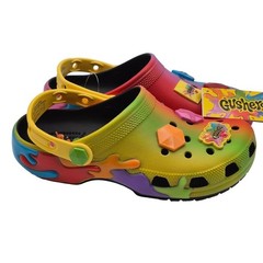 Crocs Gushers Classic Clogs with Jibbitz Charms Kids Size J4 Colorful Shoes